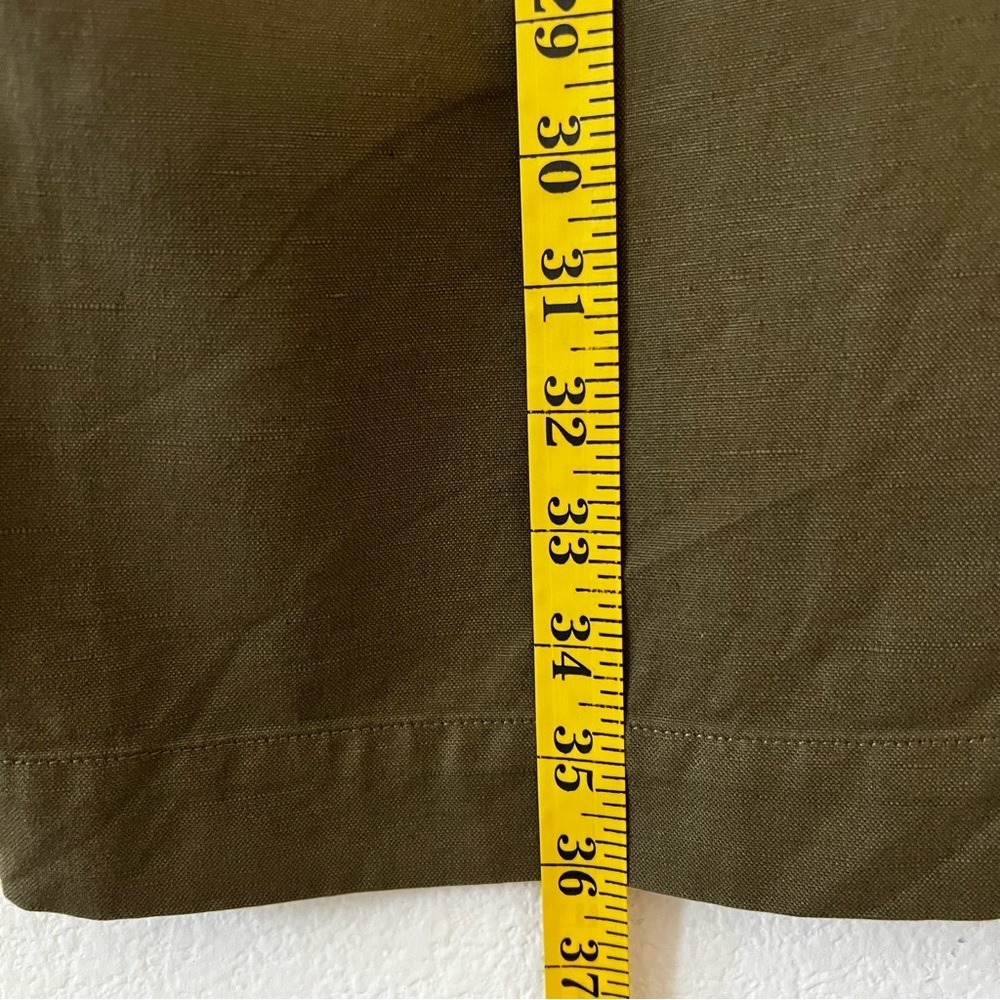 Faherty Linen Blend Palos Verdes Shirt Dress Olive Green Utility Coastal SZ L - Picture 14 of 16